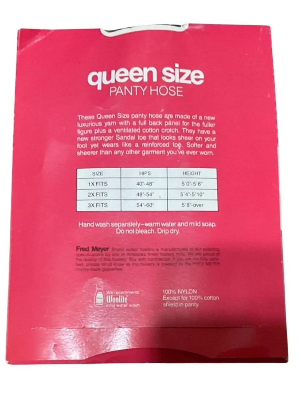 Vtg NIP Fred Meyer Queen Pantyhose 3X Navy Full Back Panel Vent Cotton Shield